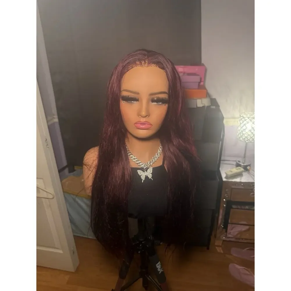 13x4 Wine Burgundy Human Hair Lace Front Wig